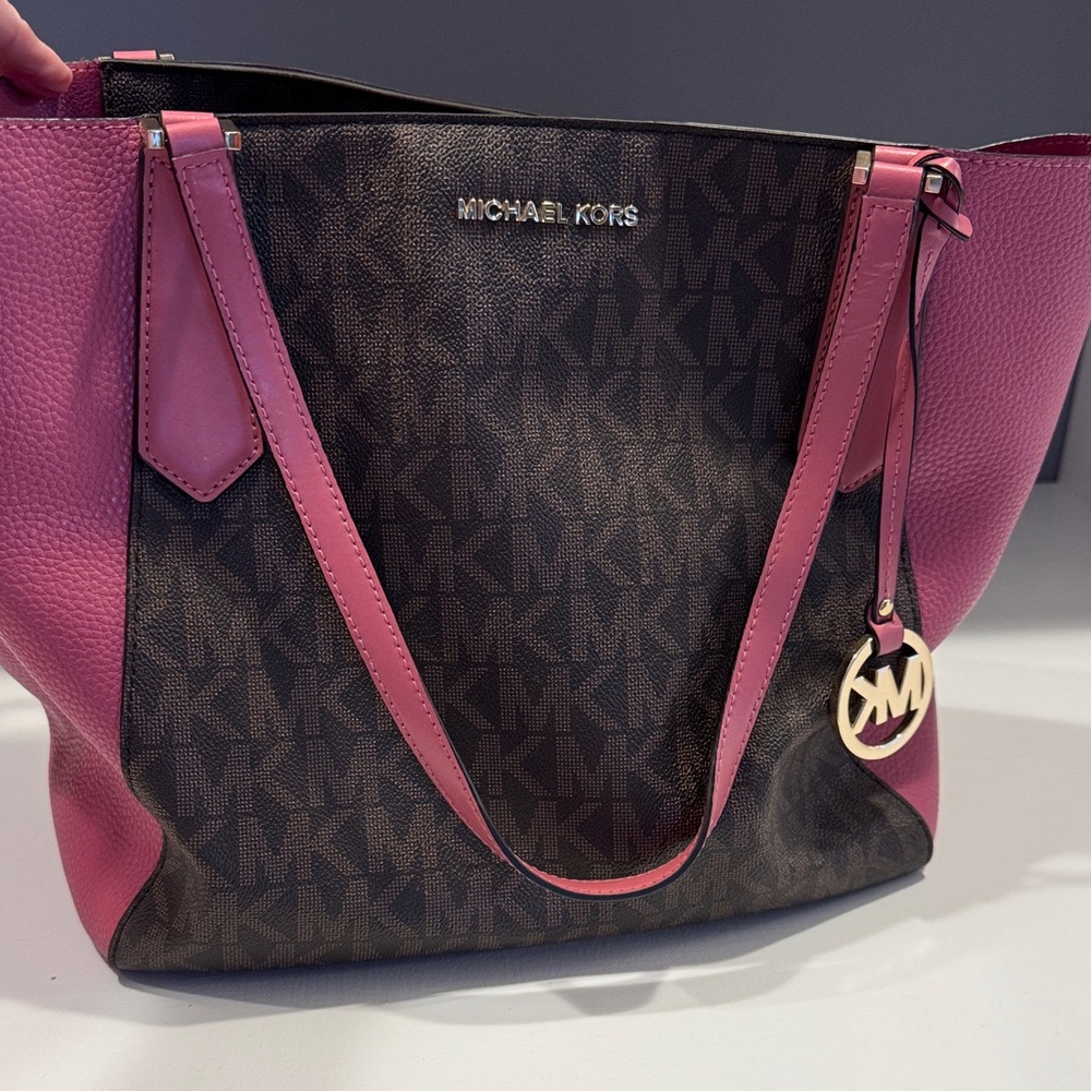 Michael Kors Pink and Brown Tote Bag